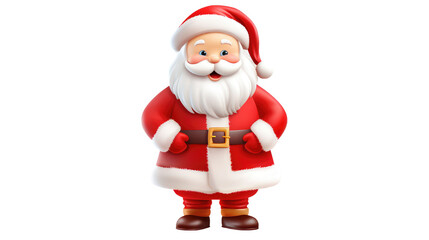 Fototapeta premium A cute traditional Santa Claus with a white beard and red coat, isolated on transparent