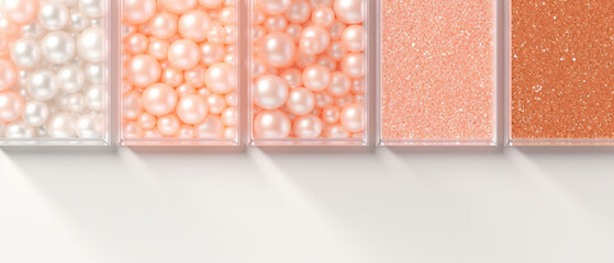 Assortment of Peach Fuzz Nail Polish Pearls in Square Containers
