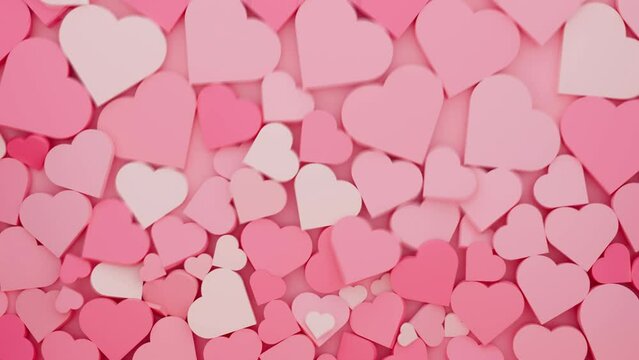 happy Valentine's Day, pink background with falling hearts, 4k animated backdrop