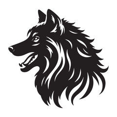 Shadowy allure of a black wolf portrayed in a captivating and detailed silhouette - wolf silhouette vector stock
