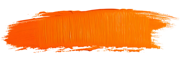Orange stroke of paint texture isolated on transparent background