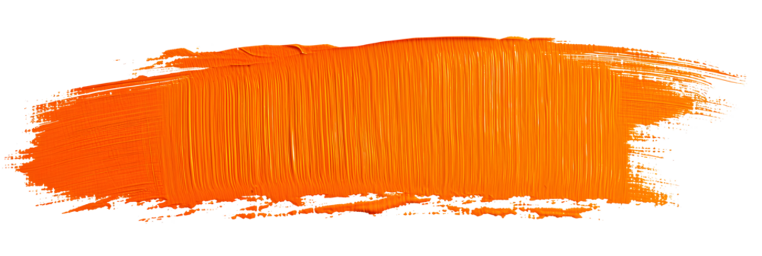 Orange stroke of paint texture isolated on transparent background