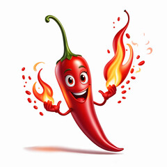 mascot character red hot chili pepper on white background
