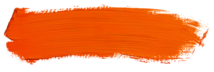 Orange stroke of paint texture isolated on transparent background
