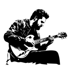 Rock Guitarist in Action Vector Illustration