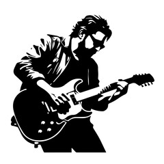 Rock Guitarist in Action Vector Illustration