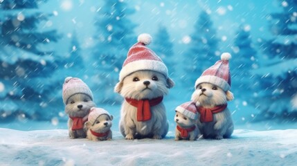 Cute watercolor Christmas gnome scene