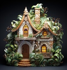 Gingerbread Christmas gingerman gingerbread cottage with greenery on top