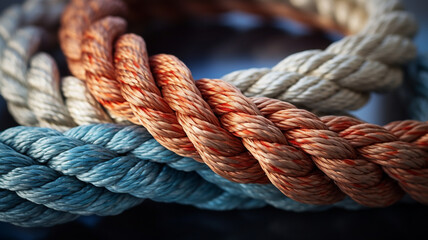 Fototapeta na wymiar close up of blue and red rope