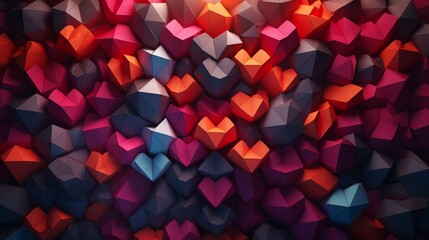 A collage of heart-shaped origami against an 8K Ultra HD background, symbolizing the intricacies and creativity shared between two characters on Valentine's Day.