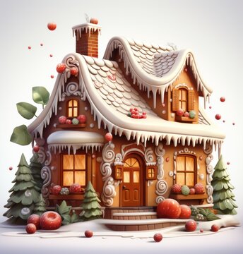 Gingerbread Christmas gingerman gingerbread cottage with greenery on top