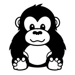 Adorable Kawaii Gorilla Cartoon Vector