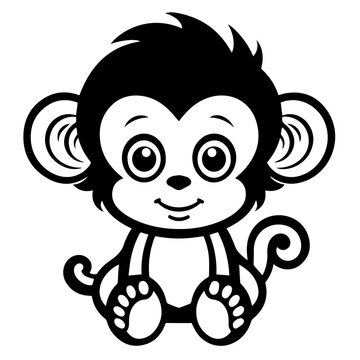 Playful Cute Monkey Cartoon Vector