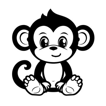 Playful Cute Monkey Cartoon Vector