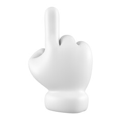 White emoji cute hand showing or pointing gesture isolated. Tap gesture icon, symbol, signal and sign. 3d rendering.