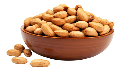 many peanuts, nuts, snack, bowl, isolated a transparent background 