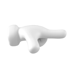 White emoji hand showing or pointing right gesture isolated. Close up arm icon, symbol, signal and sign. 3d rendering.