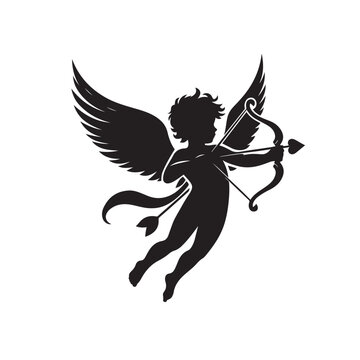 recommend clip art: Intricate details bring to life the charm of a Valentine Cupid's silhouette - Valentine Cup silhouette
                    