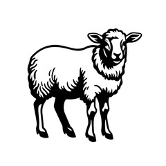 Gentle Lamb in Meadow Vector Illustration