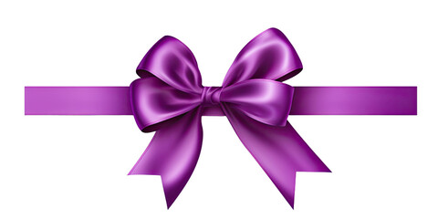 Purple gift ribbon with a bow against a gray background 