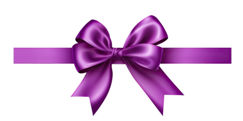 Purple gift ribbon with a bow against a gray background 