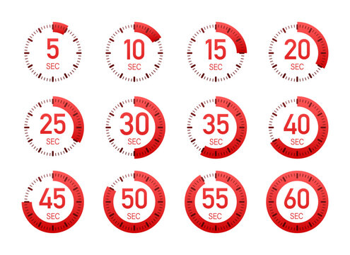 Set of red kitchen timers with various time intervals vector illustration for stock image websites