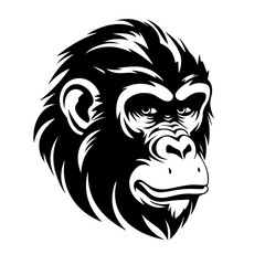 Detailed Monkey Head Vector Design