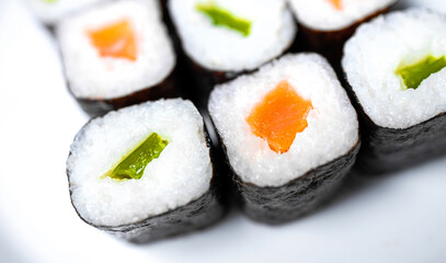 simple fresh sushi on a plate panorama