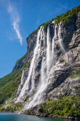 Fototapeta na wymiar The Seven Sisters waterfall gets its name from, the seven separate streams in Norway