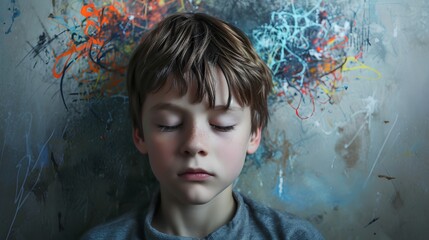 ADHD and mental health challenges, possibly featuring symbols like a scattered puzzle, a brain illustration, or a person in contemplation to depict psychological issues and cognitive disorders.