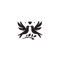 Tender and intricate: Love birds captured in black vector silhouette - Valentine lovebirds silhouette love birds vector stock
