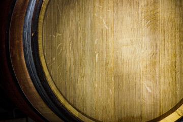 An oak wine barrel with dramatic light