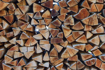 Cut wood by the meter is stacked and ready for heating for the winter. © Roman Bjuty
