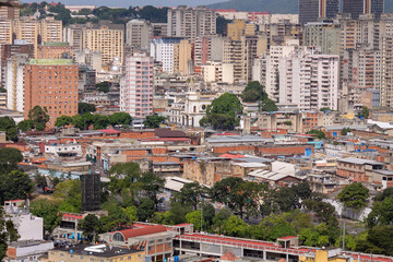 View of the houses in the San Agustín del Sur neighborhood towards the center of Caracas, Venezuela