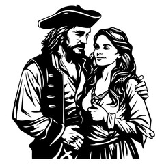 Romantic Pirate Couple Adventure Vector