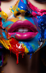 boca sexy lábios coloridos de beldade atraente 