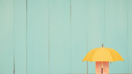 umbrella on wooden background. Generative AI
