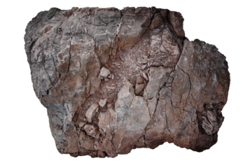 Sea cracked granite textured rock on transparent background. Close up stone background for design.