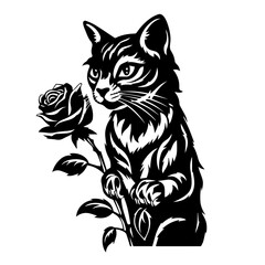 Graceful Animal Holding Rose Vector