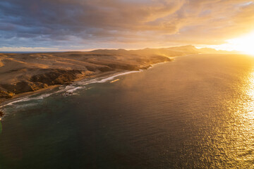 Aerial view of Fuerteventura coast in La Pared