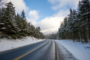 Road in the Lake Placid region in winter