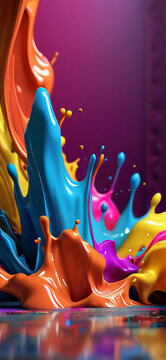 Abstract generative AI painting of paint drops high resolution mobile wallpaper iphone splash art as droplets

