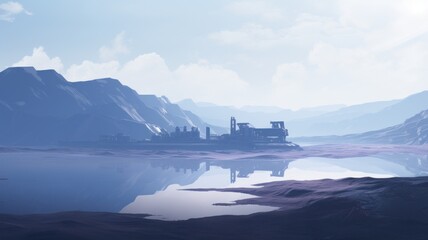 iceberg in the fog. Digital made background. Generative AI