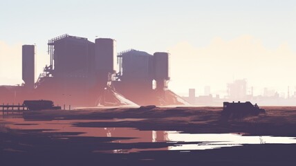 Fototapeta premium city skyline at dusk. Digital made background. Generative AI