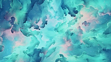 Abstract space background with turqoise color. Beautiful simple galaxy nebula. Generative AI