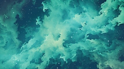 Abstract space background with turqoise color. Beautiful simple galaxy nebula. Generative AI