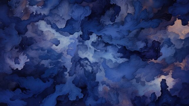 Blue space galaxy nebula backgrund. Beautiful abstract illustration. Generative AI