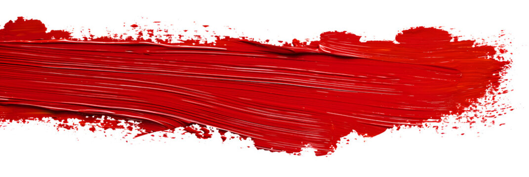 Red line of paint isolated on transparent background