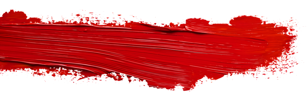 Red line of paint isolated on transparent background