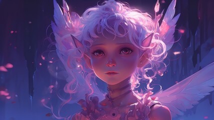 portrait of a woman in costume. Beautiful 4K purple Background. Digital Illustration. Generative AI